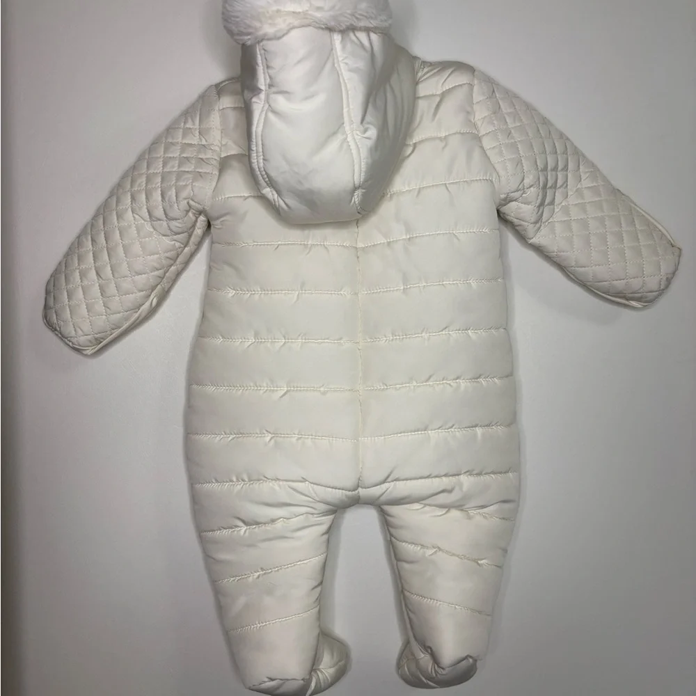 Nicole Miller White Baby Snowsuit with Floral Accents - Picture 2 of 3